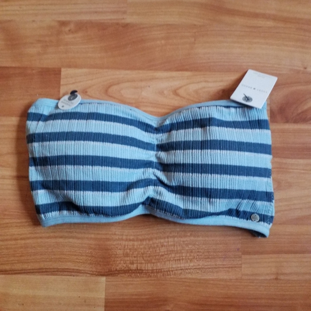 Lucky Brand Light Blue and Navy Striped Bandeau
